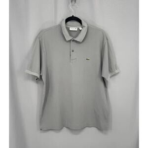 Lacoste Polo Shirt Mens XL Gray Classic Fit Short Sleeve Croc Logo Cotton Casual